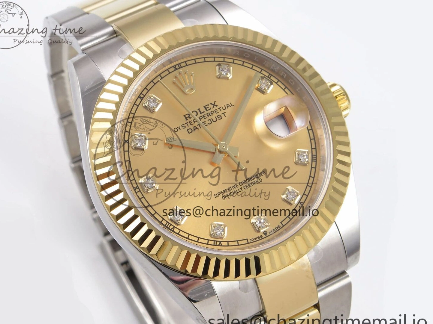 MiroTime 1229 DateJust 41 126333 EWEF Best Edition YG Diamonds Dial on SS YG Oyster Bracelet A Minimalist 973